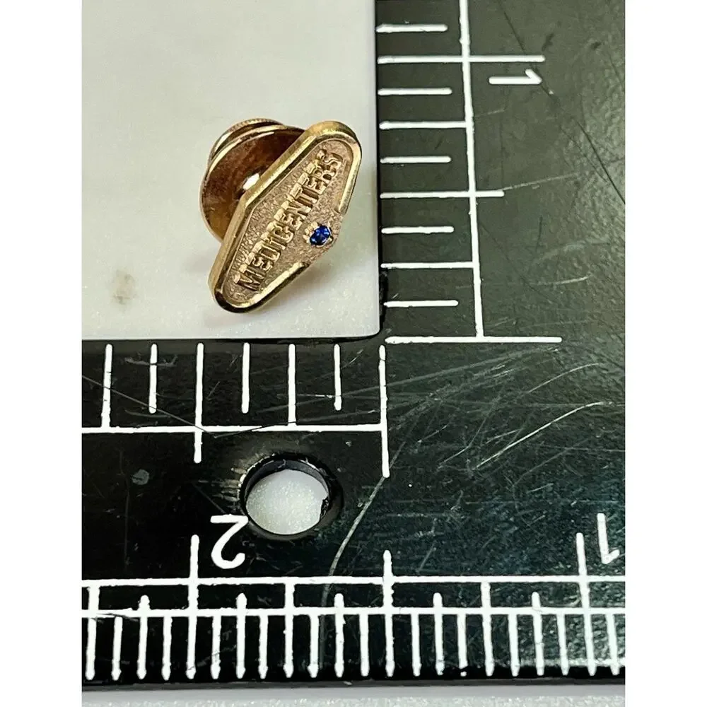 Vintage Medicenters 10K Gold Filled Lapel Pin Blue Sapphire Medical Service Pin